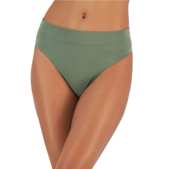 Jenni Women’s Seamless Ribbed Hi-Cut Thong Sage Green NWT - Picture 1 of 7